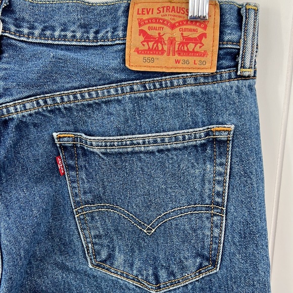 Levi’s 559 Denim Blue Jeans Relaxed Fit Straight Leg Zip Fly 36 x 30 - Picture 8 of 14